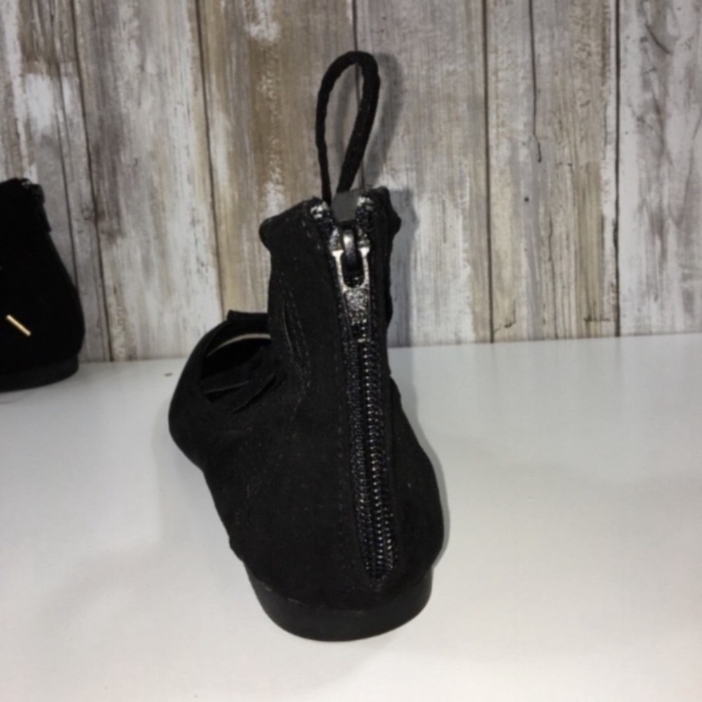 Qupid Black Lace Up Pointed Toe Flats - Picture 4 of 5